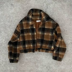 Goodnight Macaroon Cropped Plaid Jacket (S)